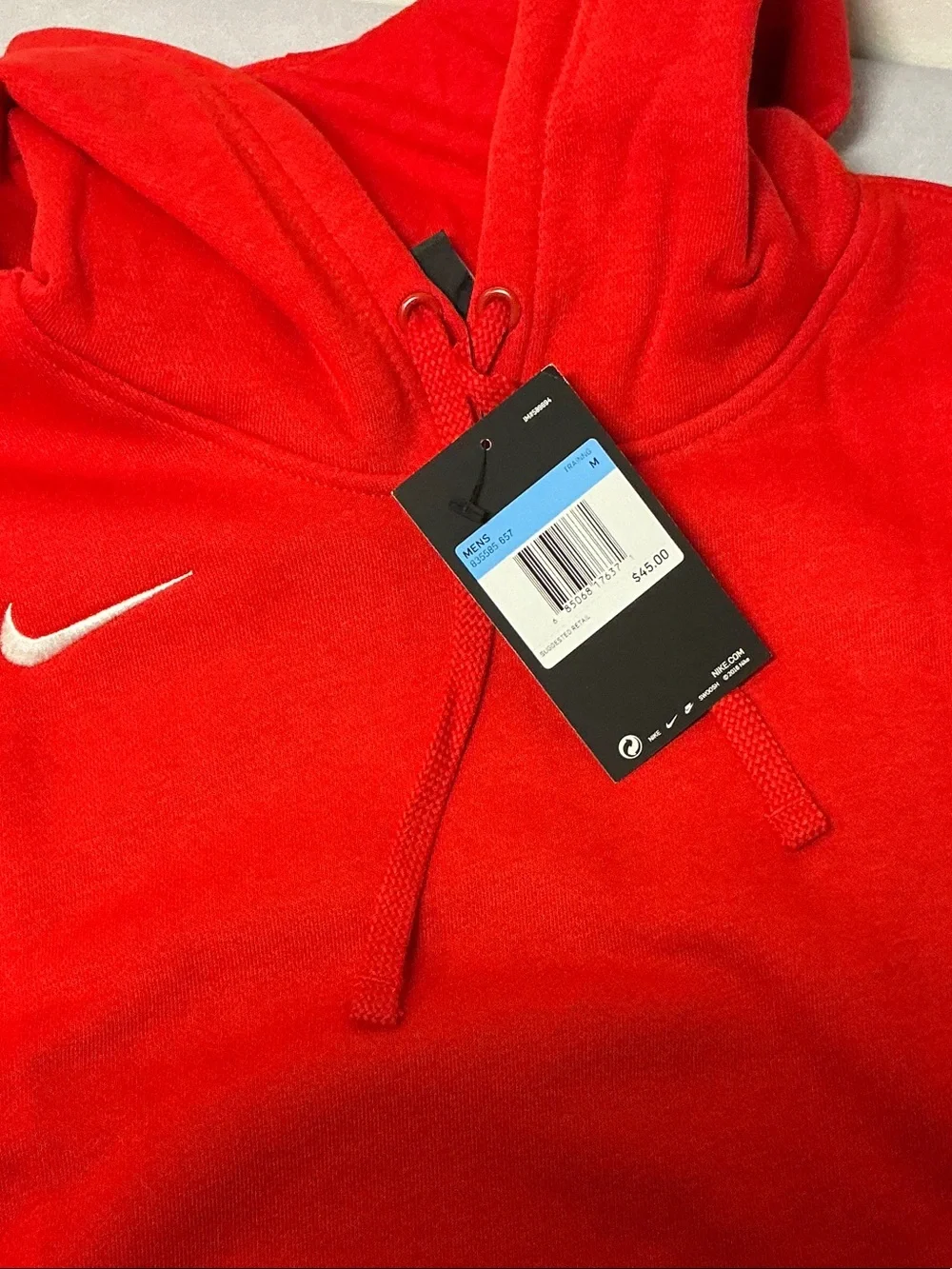 Nike Red Pullover Hoodie with White Swoosh - Picture 2 of 2